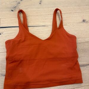 Rust Orange V-Neck Cropped Tank Top